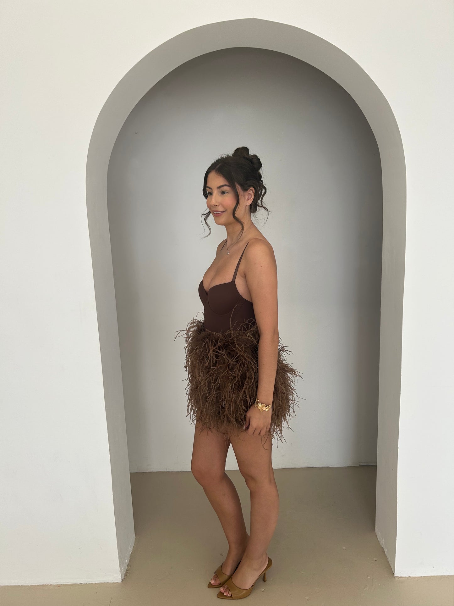 Feather Skirt- Brown