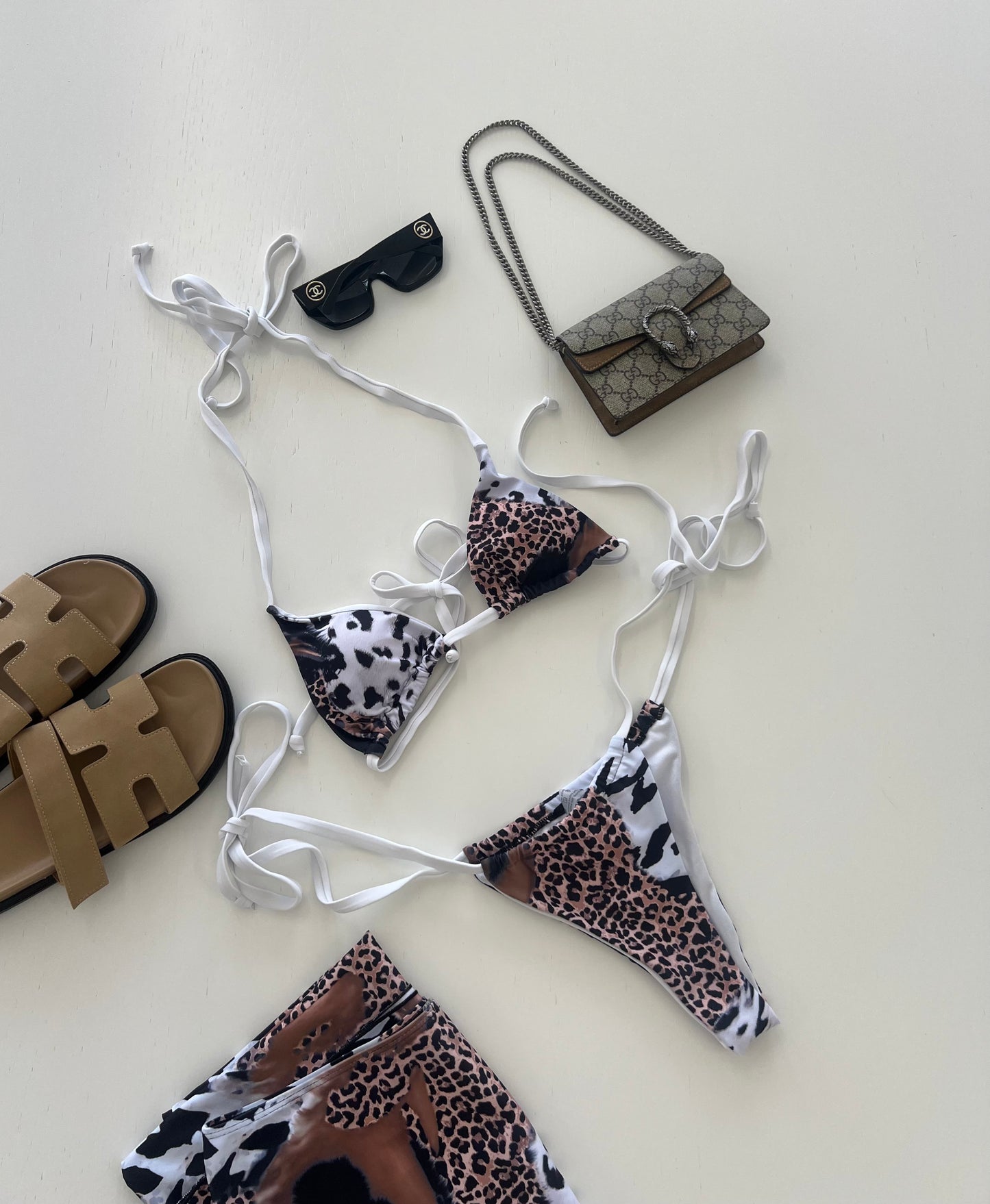 Jungle three piece bikini set
