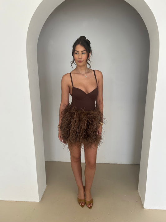 Feather Skirt- Brown